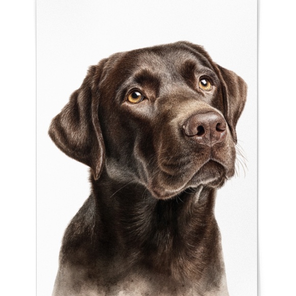Watercolor Brown Labrador Retriever Dog Portrait Wall Art Print, Unframed - Picture 2 of 7